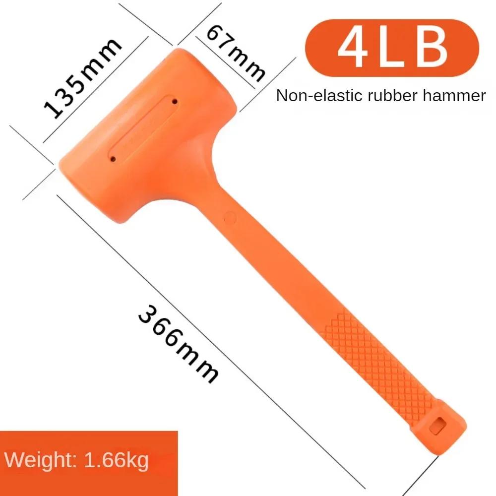 0.5-4LB Dead Blow Mallet Orange Soft Silent Rubber Unicast Hammer Install Hammer Multifunctional Wood Flooring No Elasticity