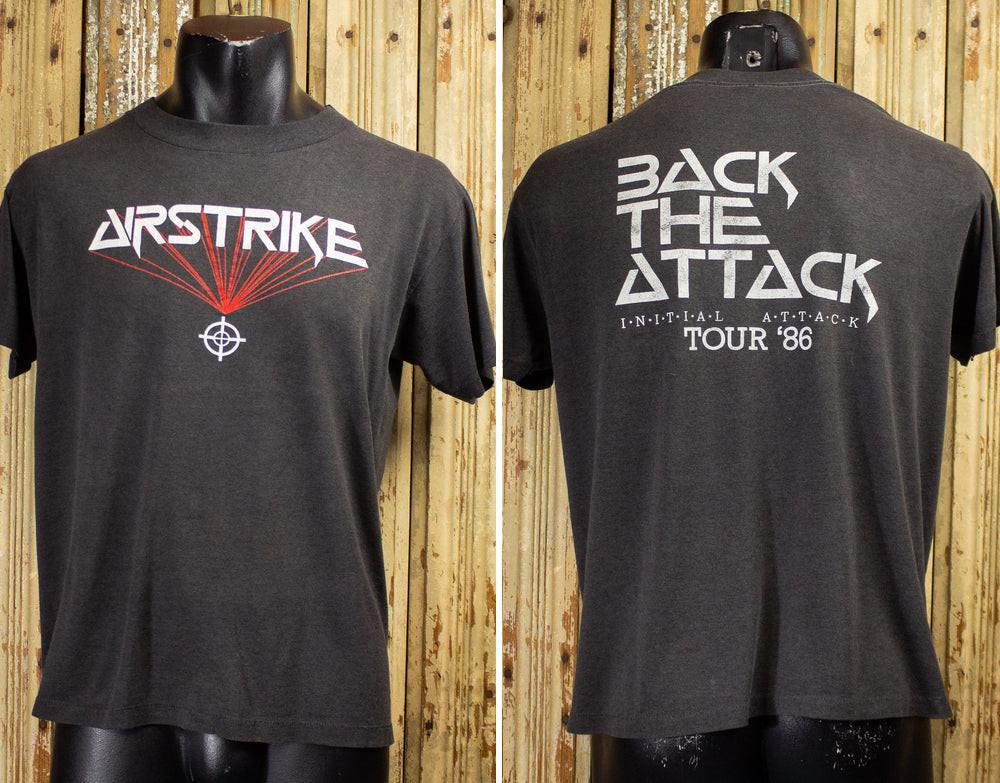 Vintage Airstrike Back The Attack Concert T Shirt 1986 Black XXXL