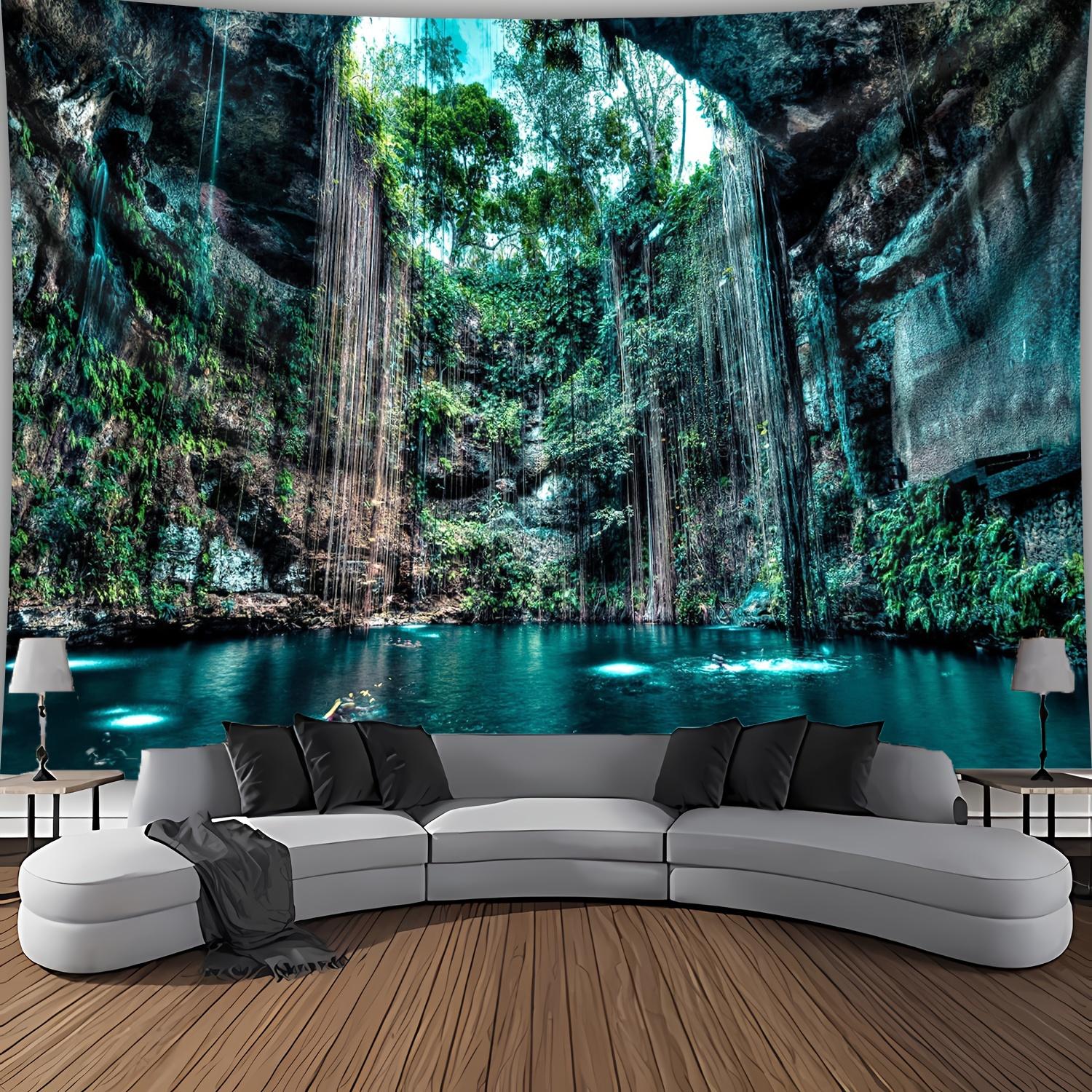 

VIKAMA Cenote Pool Tapestry Yucatan Peninsula Cave Landscape Wall Hanging for Bedroom Living Room Homestay Decor 74x94cm(29x37in)