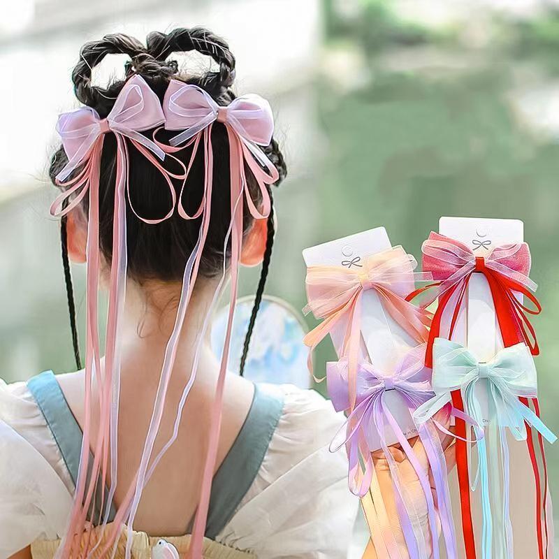 

2 шт., заколки для волос для маленьких девочек, заколки, ленты, аксессуары с милым бантом