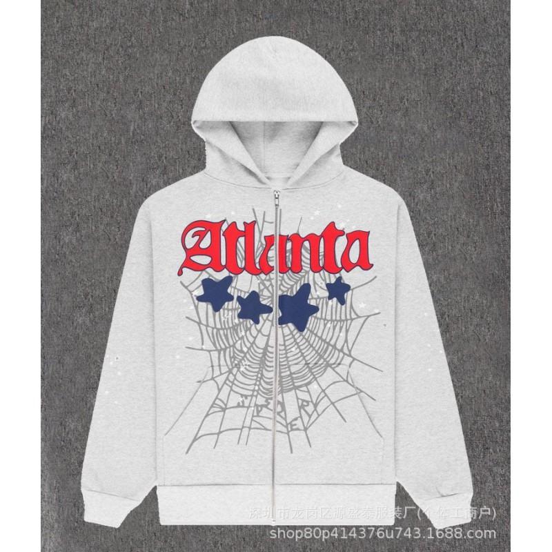 Sp1der Rapper YoungThug Same Foam Letter 555555 Couple Hoodie Pink Sweatshirt