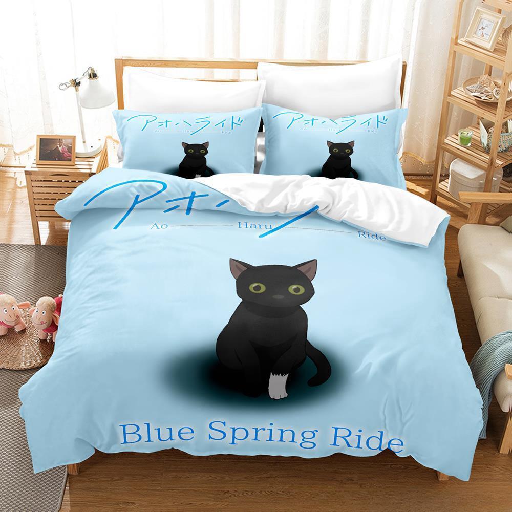 3D-Druck Anime Ao Haru Ride Bettwäsche-Set Einzelbett Doppelbett Full Queen King Size Bettwäsche-Set für Erwachsene Kinder Schlafzimmer Bettbezug-Sets Heimtextilien