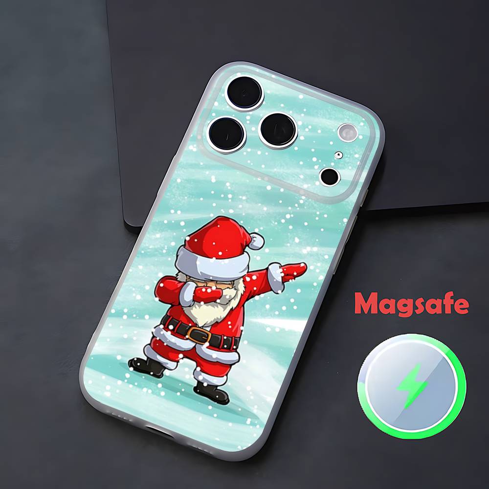 Christmas Santa Claus Phone Case For iPhone 17,16,15,14,13,12,11 Pro,Max,Plus,Mini,Air,E Magnetic Magsafe Frosted Transparent