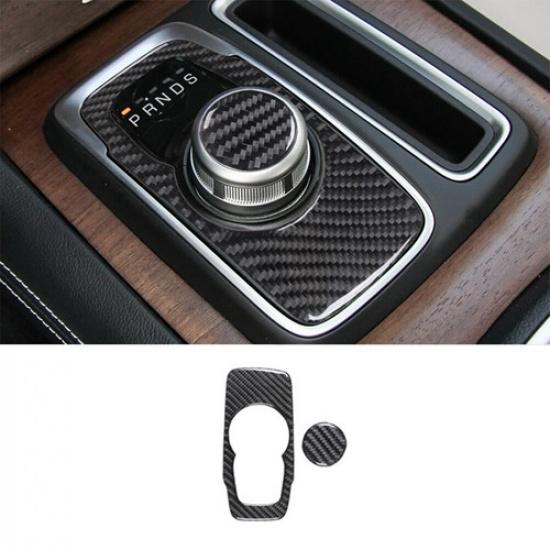 2Pcs For 2015- Chrysler 300 Carbon Fiber Interior Gear Shift Cover Trim