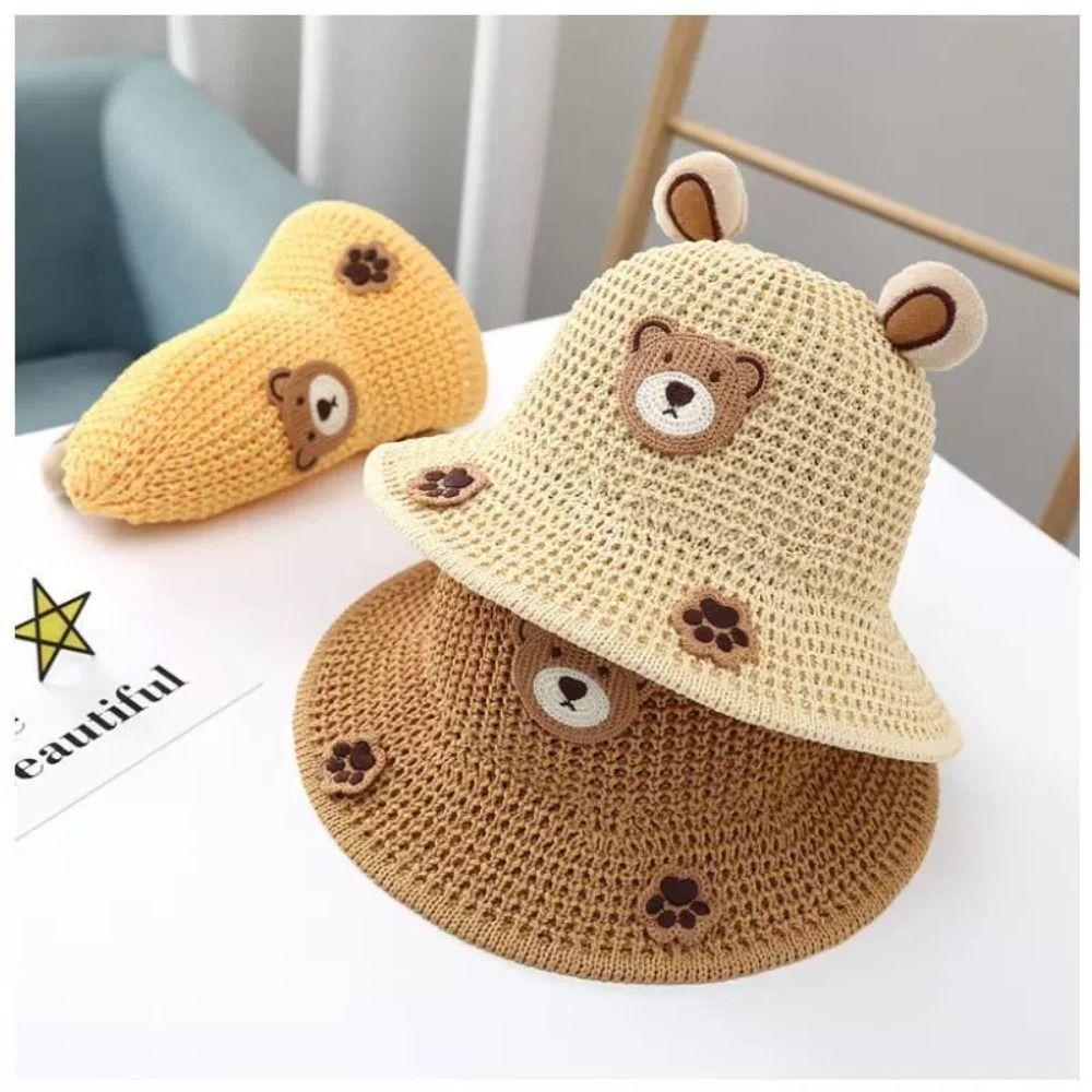 Cartoon Bear Children Sun Hats Sunshade Sunscreen Fisherman's Hat Girls And Boys