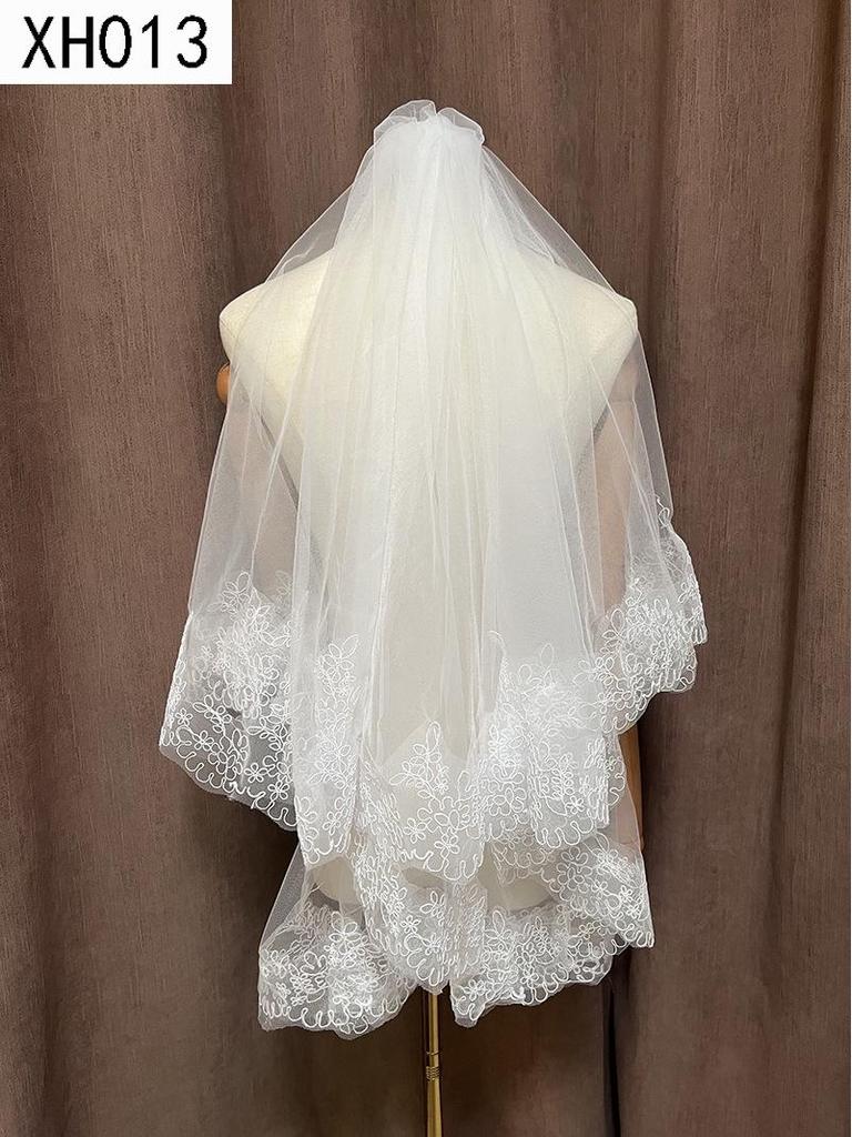 Double Layer Bridal Veil with Sequin Lace Trim
