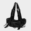 2025 High-End Motorcycle Bag Large Capacity Rivet Tassel Underarm Bag Street Style Cool Dark Series Handbag for Women