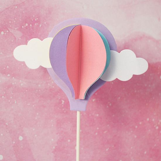 10-Pack 3D Hot Air Balloon & Rainbow Cake Toppers