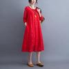 Hanmall Red Lace Long Plus Loose Perfect for and Round Flared Fashion Dress, Sleeve, Women's, Size, Figure-Flattering, Casual, Fit, Spring, Summer,
