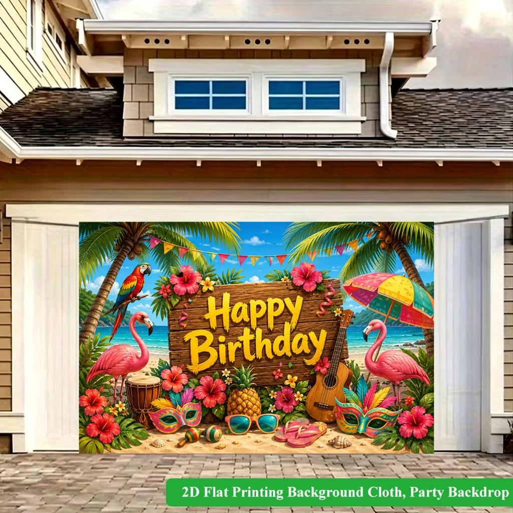 2D Flat Backdrop1pc Tropical Birthday Scene Backdrop Banner Polyester Wall Decor For Living Room Bedroom Office Outdoor Decor Holiday Gift