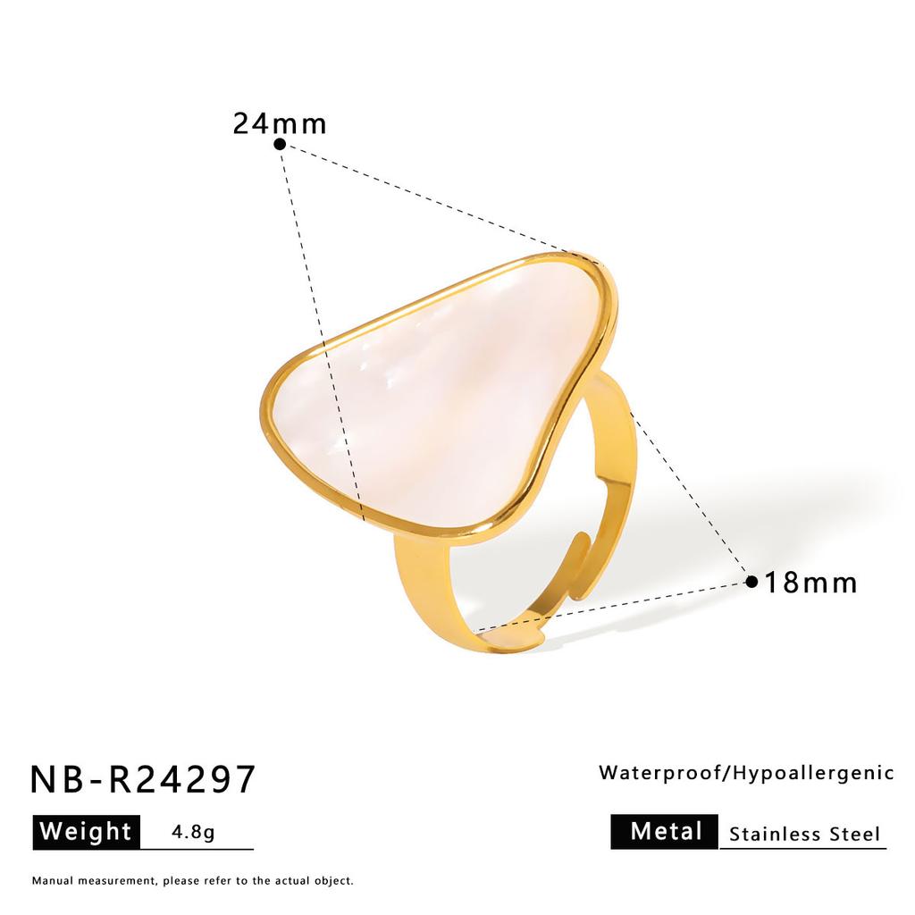 18K Gold Plated Stainless Steel Flower Pearl Ring, Custom Vintage Statement Ring for Cocktail Party Birthday Gift