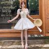 Summer vacation style short skirt pure desire white moonlight temperament cut flower fluffy mesh splicing dress princess dress