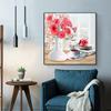 Vase Rosa Blumen Poster Blumendruck Dekorative Leinwandmalerei Schlafzimmer Wohnzimmer Rahmenlose Wandkunst