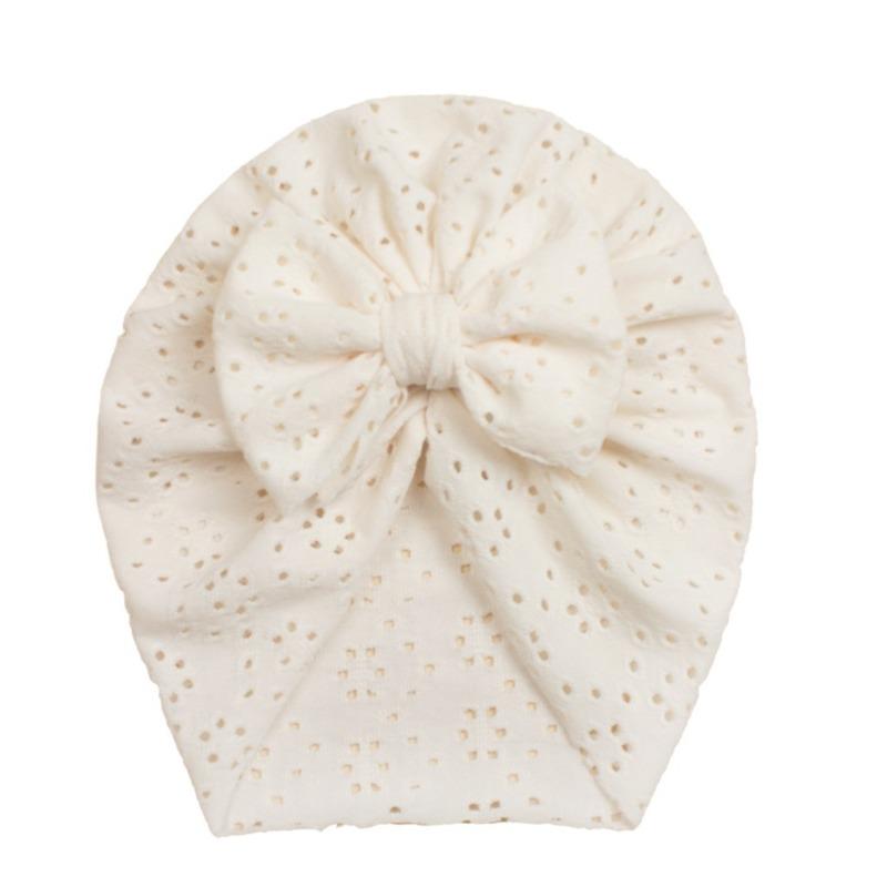 New Baby Solid Color Hole Hat, Breathable Bow Children's Hat, Thin Comfortable Baby Tire Hat