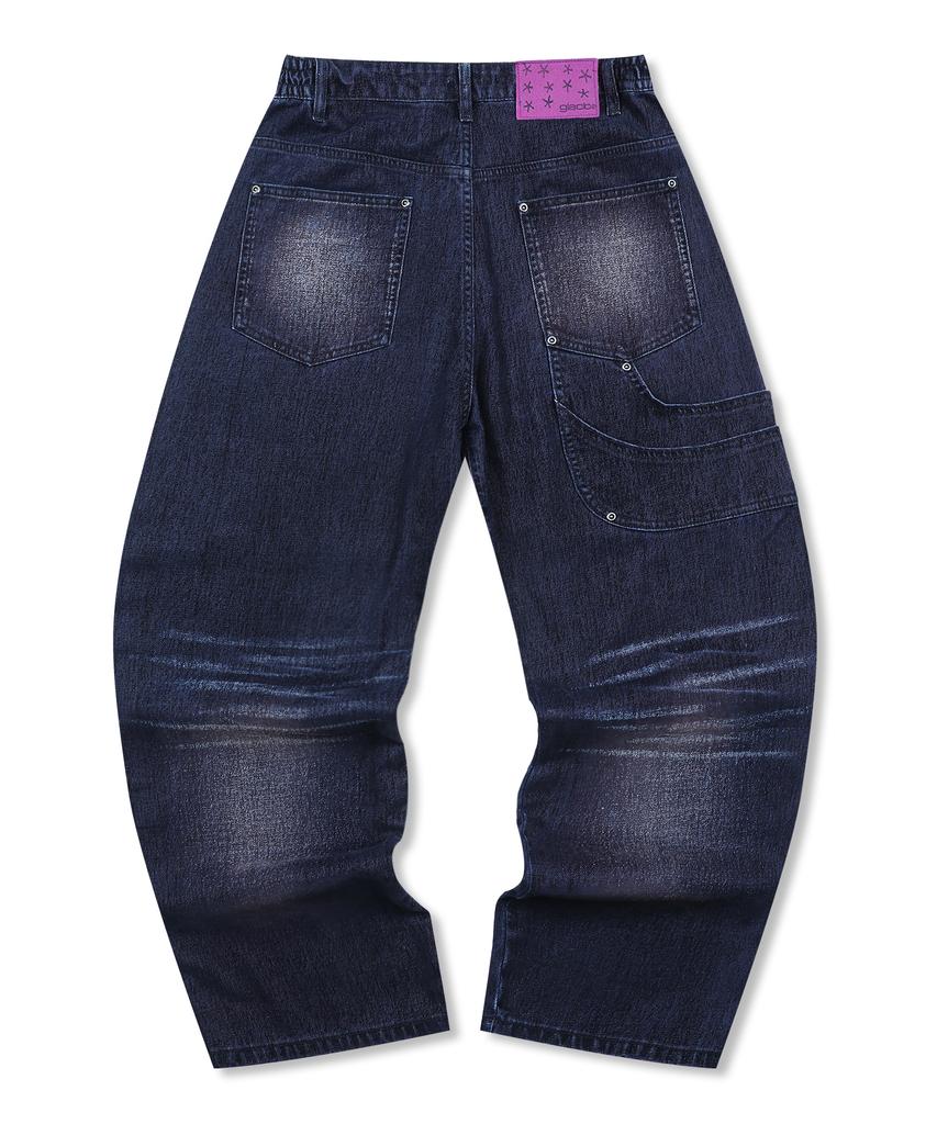 GLACK Gp174 Rusty Washed Wide Pants (Indigo)