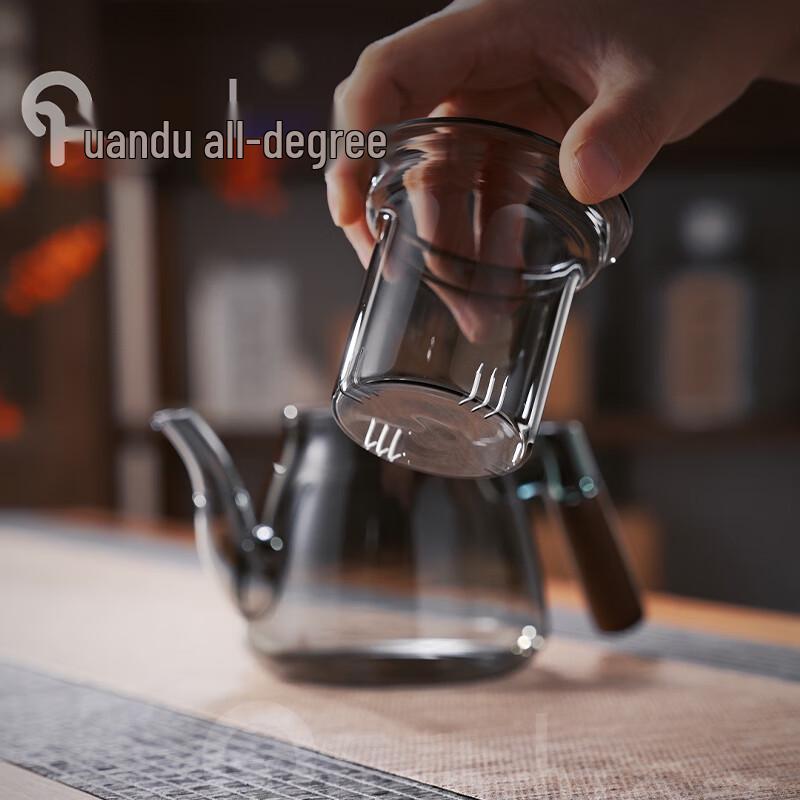 Quandu Heat-Resistant Glass Teapot with Wooden Handle