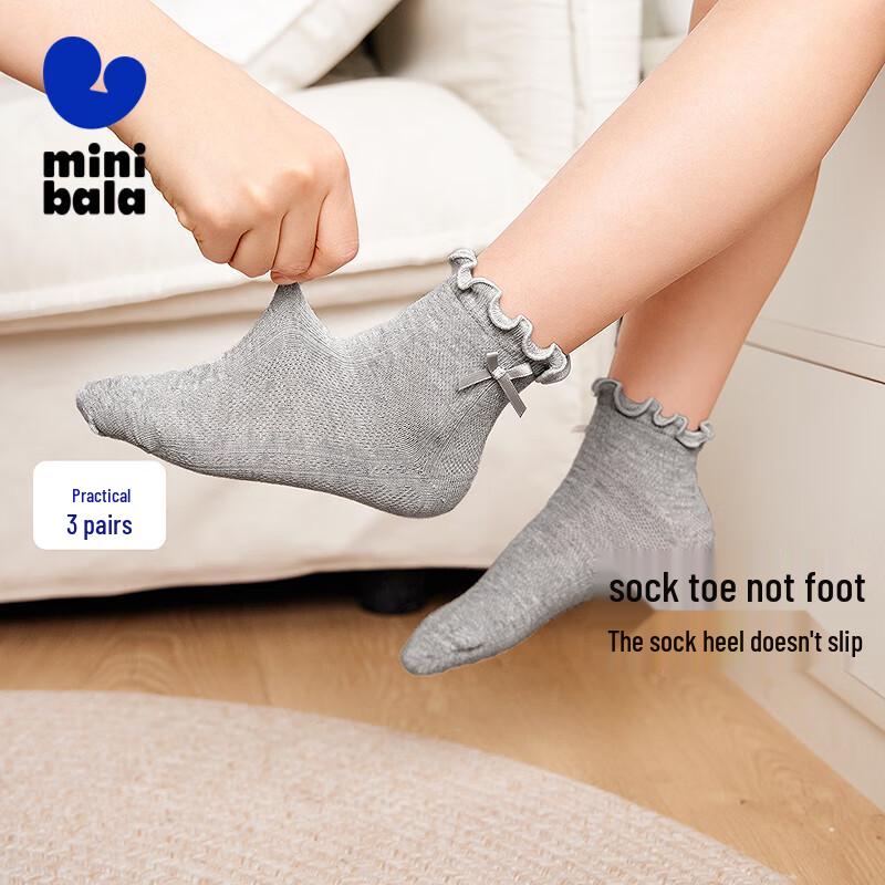 Girls' Breathable Lace-Trim Socks 3-Pair Pack
