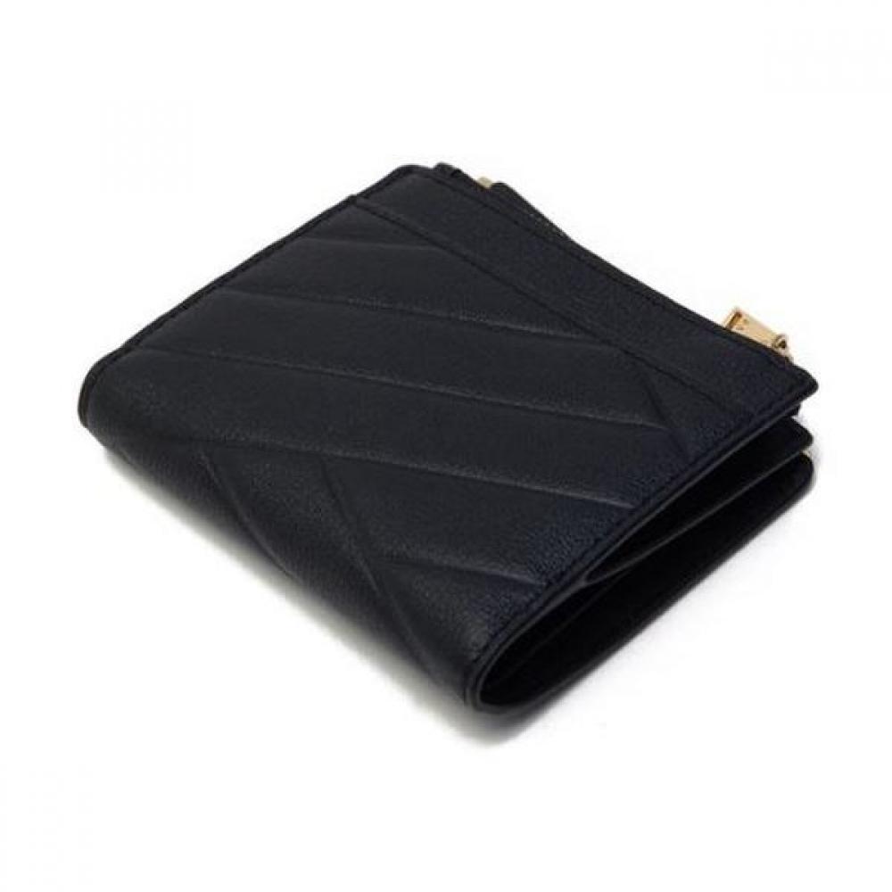 Daks Black Leather Dd Logo 2 Zip Wallet Dcwa2f417bk