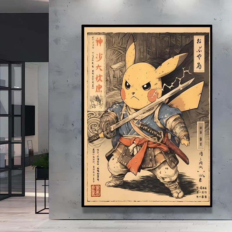 Japanese Classic Anime Pokemon Pikachu Retro Canvas Poster Prints Cartoon Picture Home Children's Room Decoration Holiday Gift