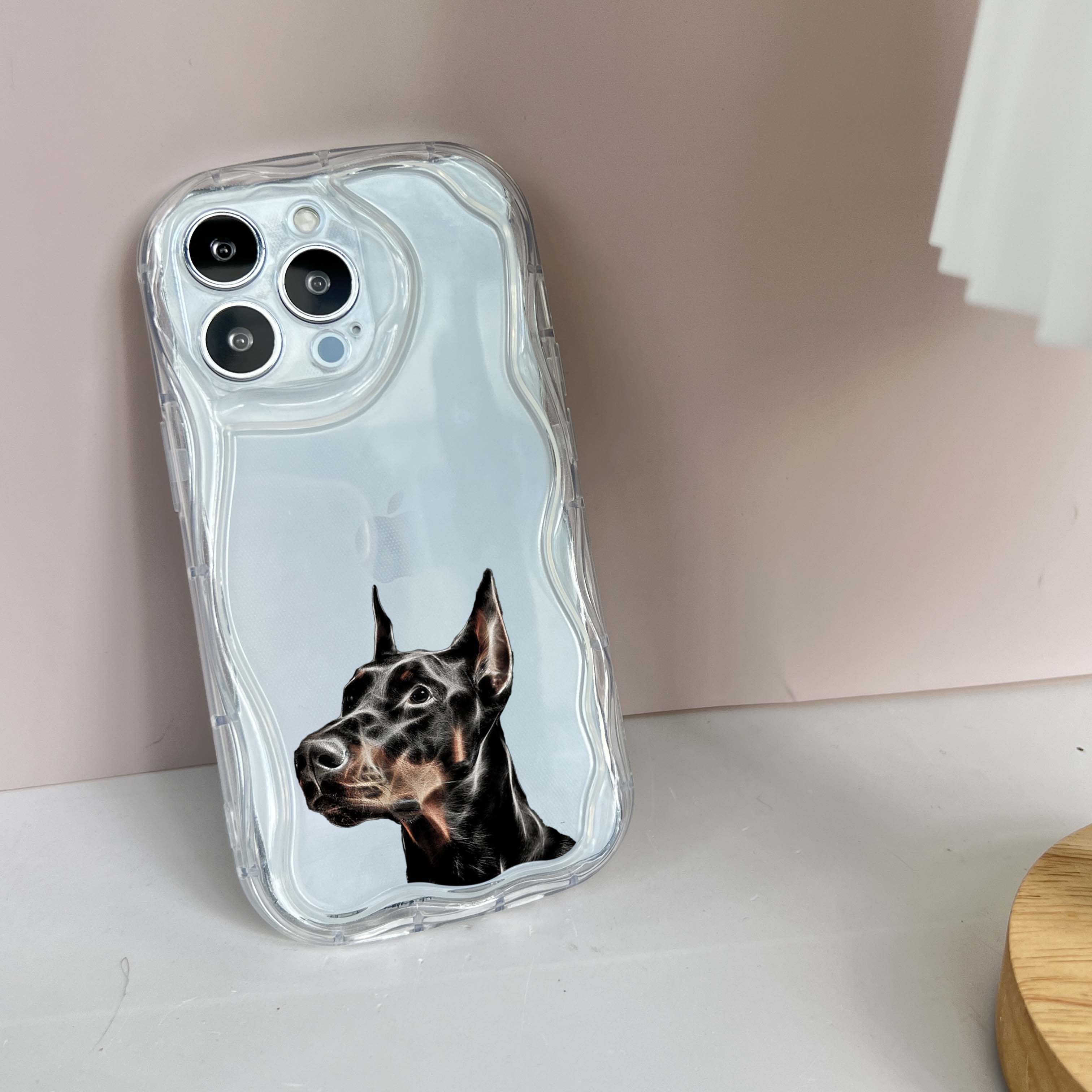 N46 Dog Doberman Animal Art Волнистый чехол для телефона для iPhone 15 14 Pro Max Samsung — фото 5