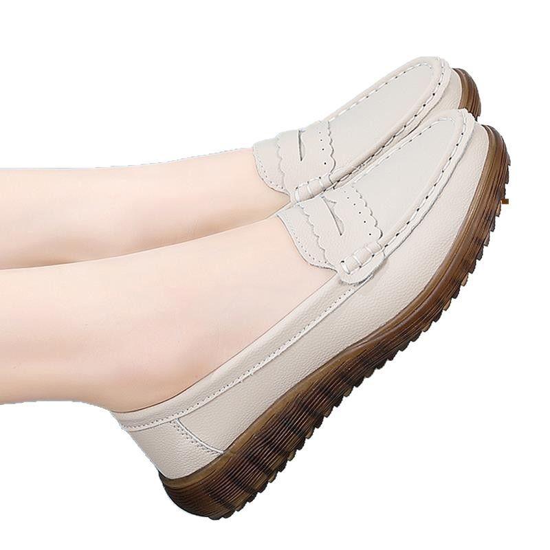 Women's New Autumn Moccasins, Versatile Single Shoes, Comfortable Soft Sole, Rubber Sole, Middle-aged and Elderly Shoes