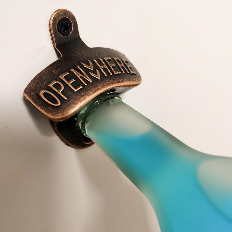 Zinc Alloy Wall Bottle Opener Beer Retro Alloy Wall Mounted Beer Bottle Opener Kitchen Decor KPQ005