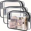 3-Piece Transparent Travel Cosmetic Bag Set – Zippered Toiletry Organizers, Multi-Functional Portable Storage Cases