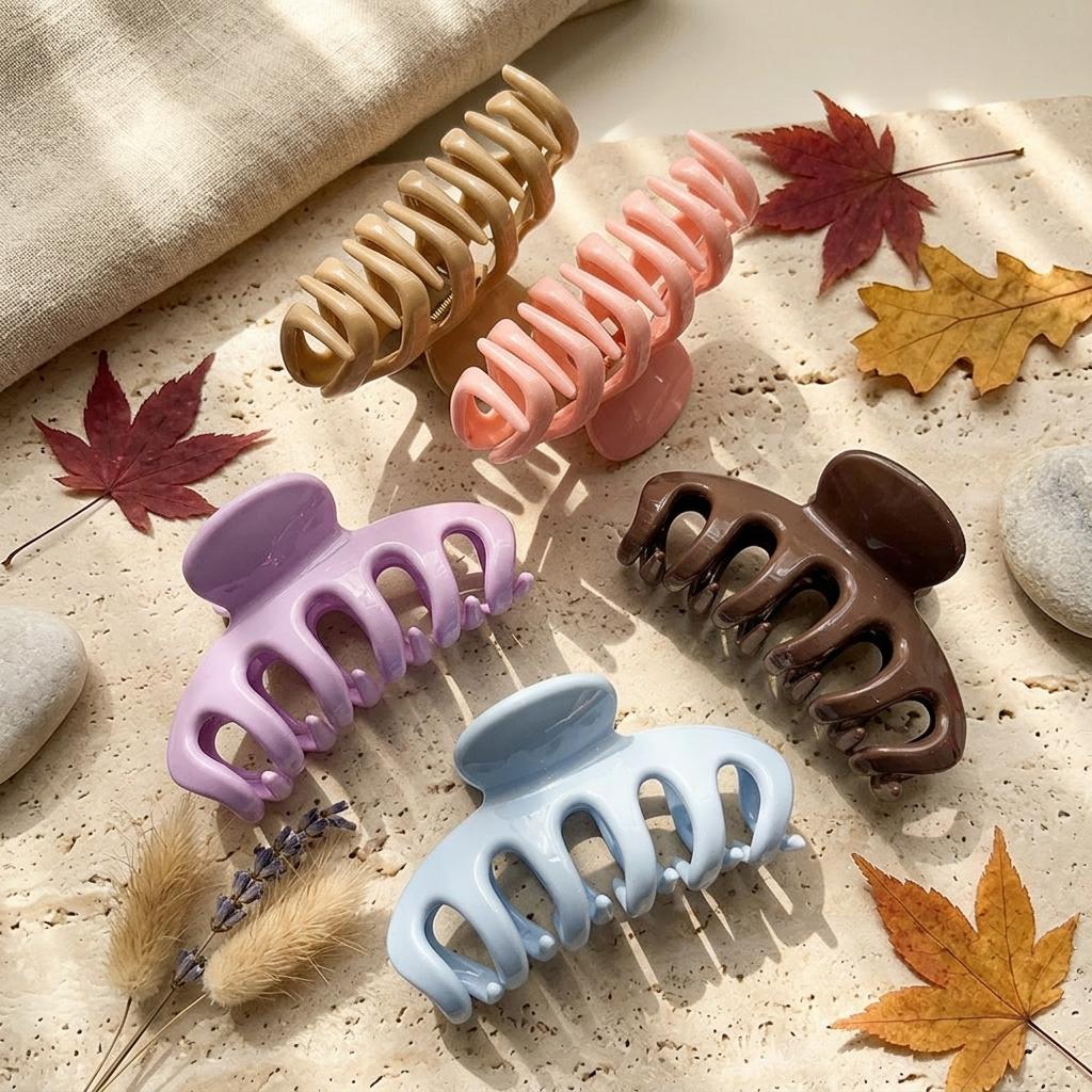 Large Pumpkin Hair Claw Clips for Thick Hair High Gloss Shiny Silicone Hair Clips Non-slip Strong Grip Jaw Clips