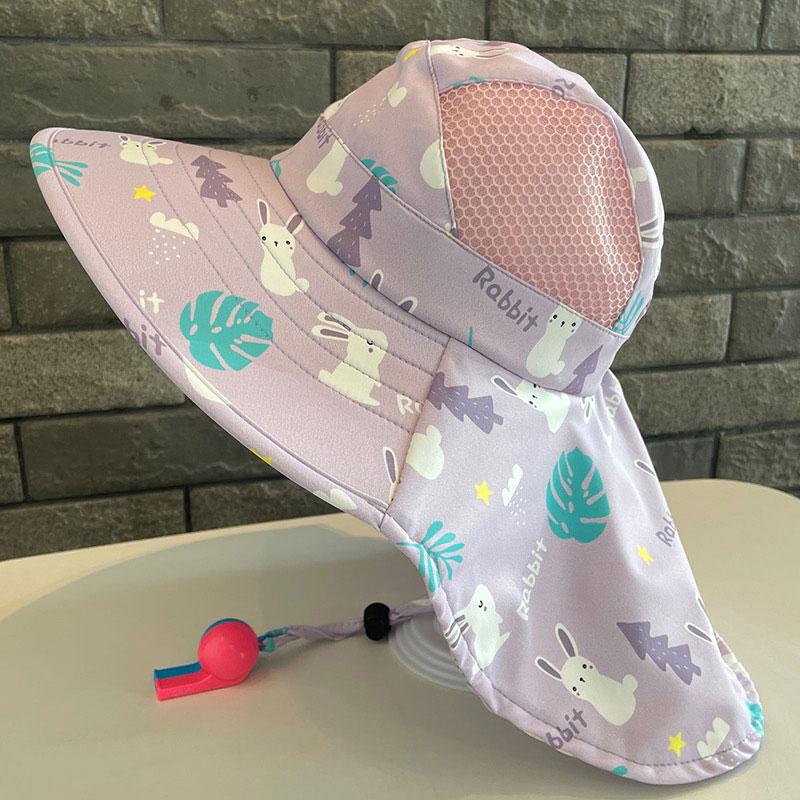 Summer Kids Anti-UV Fisherman Caps Large-Brim Cartoon Animal Print Girls Sun Visor Cap Outdoor UV Protection Children Mesh Beach Caps