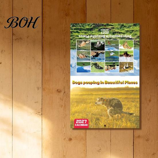 Yearly Appointment Tracker 2027 Wall Calendar, Dogs Pooping in Beautiful Places 12 Monthly Jan. Planner - Dec. 2027, Funny Dog Gag Gifts for