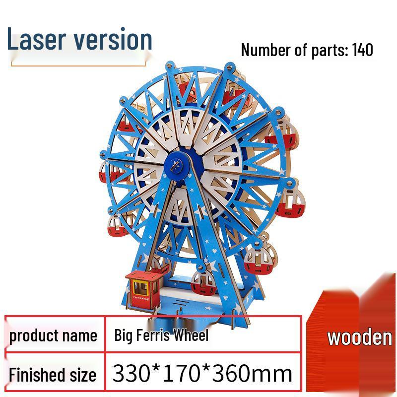 Girls' DIY 3D Wooden Ferris Wheel Puzzle - Educational Assembly Toy