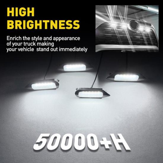 4X LED White Grille Lights w/ Wire Harness For Toyota RAV4 -  2024 V