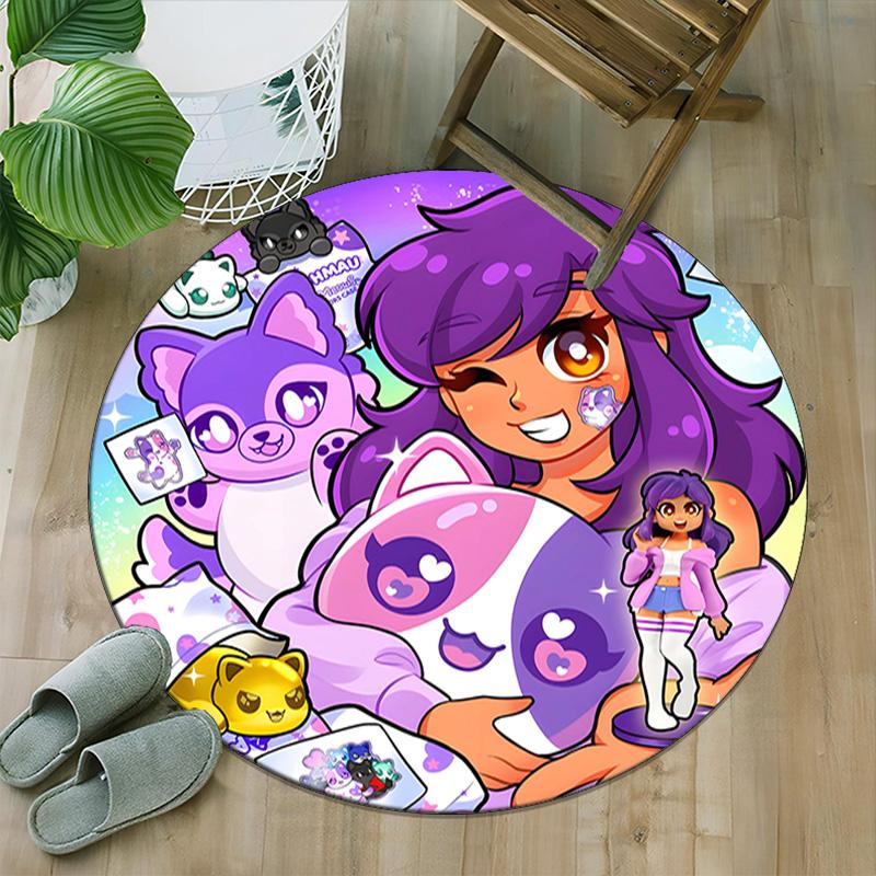 1pc Anime A-AphmauS Print Round Carpet Chair Round Carpet Suitable for Bedroom Living Room Home Decorative Carpet
