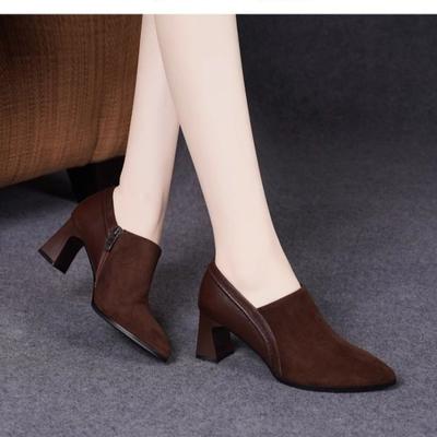 Fashion Suede Pointed Toe High Heels Retro Shoes for Women Fashion Loafers Winter 2025 Trend New Elegant Dress Pumps Zapatos De Mujer