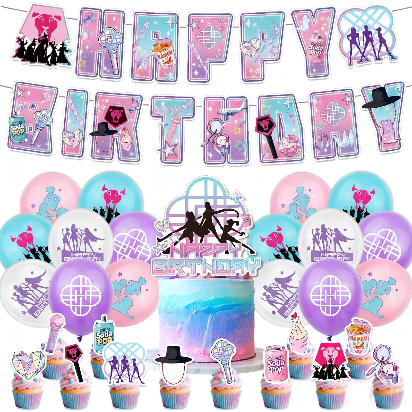 

Набор бумажных принадлежностей для дня рождения в мультяшной тематике - Идеальный подарок для детских празднований дня рождения с баннерами, воздушными шарами и топперами для торта One Size белый