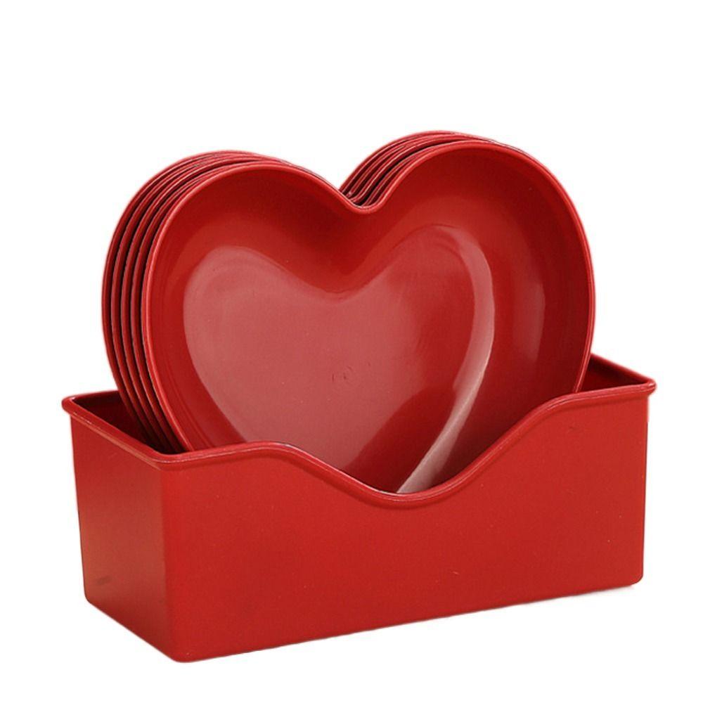 5/10Pcs Creative Love Fruit Plate Heart-shaped Nut Love Plate Red Love Plate  Home Party Use