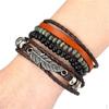 1 Set Wrap Bracelets for Men Women, String Cords Wood Beads Ethnic Tribal Bracelets, Leather (4Pcs)