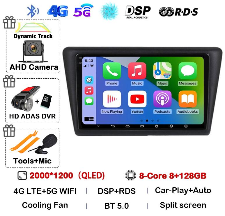 Android 14 WIFI+4G Car Radio For Skoda Rapid 2012 2013 2014 2015 2016 - 2020 Carplay Auto Multimedia GPS Video Player DSP Stereo