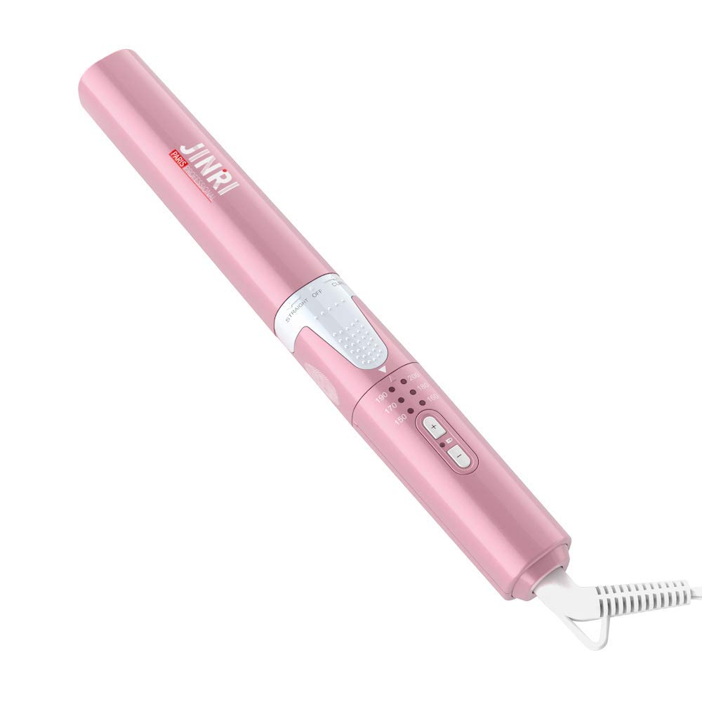 Straightener Hair Iron with 25mm 6 Temperature Settings International Includes Convenient for Home or Portable Use 2-Way & Curler, Dual-Use Tip,