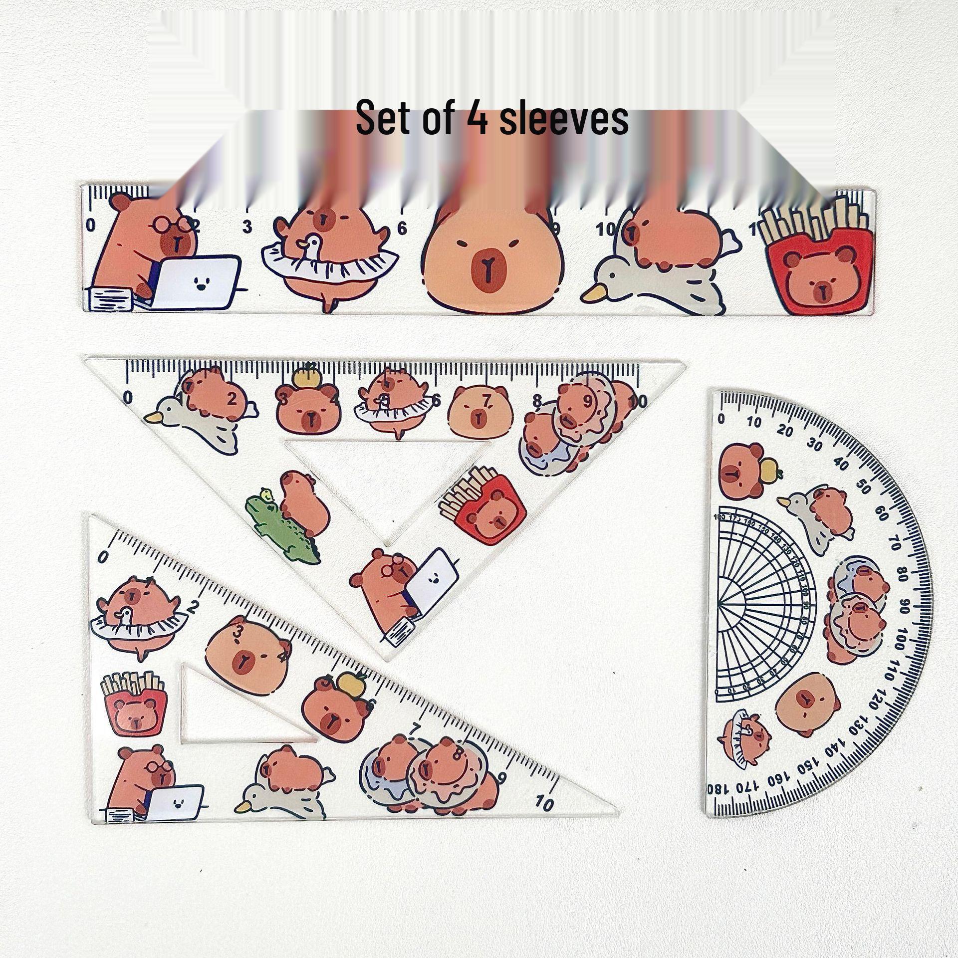 Shin-chan Ruler Set: High-Value Triangle, Straight, and Protractor 15cm