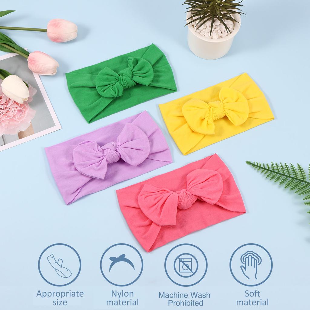 62Pcs Baby Bows Headbands Nylon Super Stretchy Soft Knot Headbands Handmade Head Wrap Hair Accessories for Infants Toddlers Gift