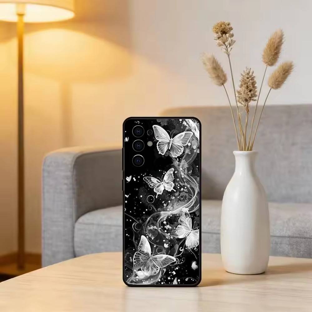 Dark Butterfly Series Phone Case For Samsung S25,S24,S21,S22,S23,S30,Ultra,S20,Plus,Fe,Lite,Note,10,Black Cover