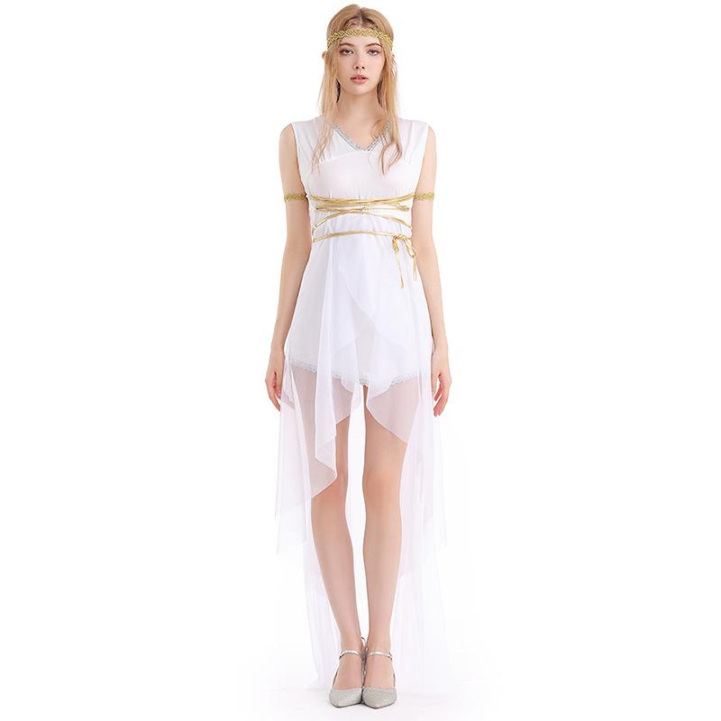Ancient Greek Goddess Costume Halloween Sexy Roman Princesses Cosplay Women Fancy Dress M белый