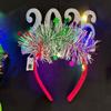 Sweet 2026 Happy New Year Headband Cute Glitter Hair Hoop LED Glow Hair Bands  Party Decoration