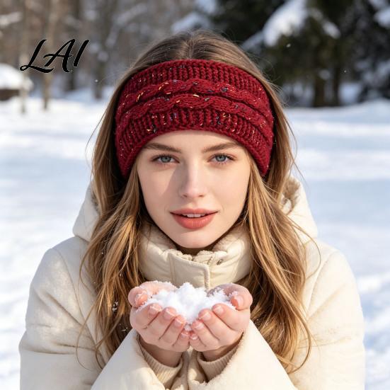 Stylish Winter Accessories for Women Headbands Women Thickened Knitted Ear Warmers Cold Warm Protection Weather Fleece Lined Hairband Outdoor