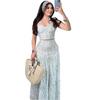 2025 summer European and American cross-border women's clothing new French slim-fit suspender halter top floral dress set