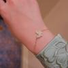 Elegant 14K Gold Plated S925 Sterling Silver Butterfly Bracelet with Shiny Zircon