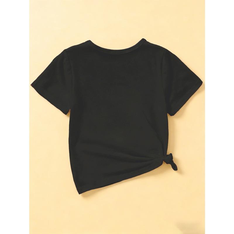 European sizes A Seasonal T-Shirt Suitable for Outdoor Activities, Featuring a Cute And Creative Ice Cream Cone Print with a Bow