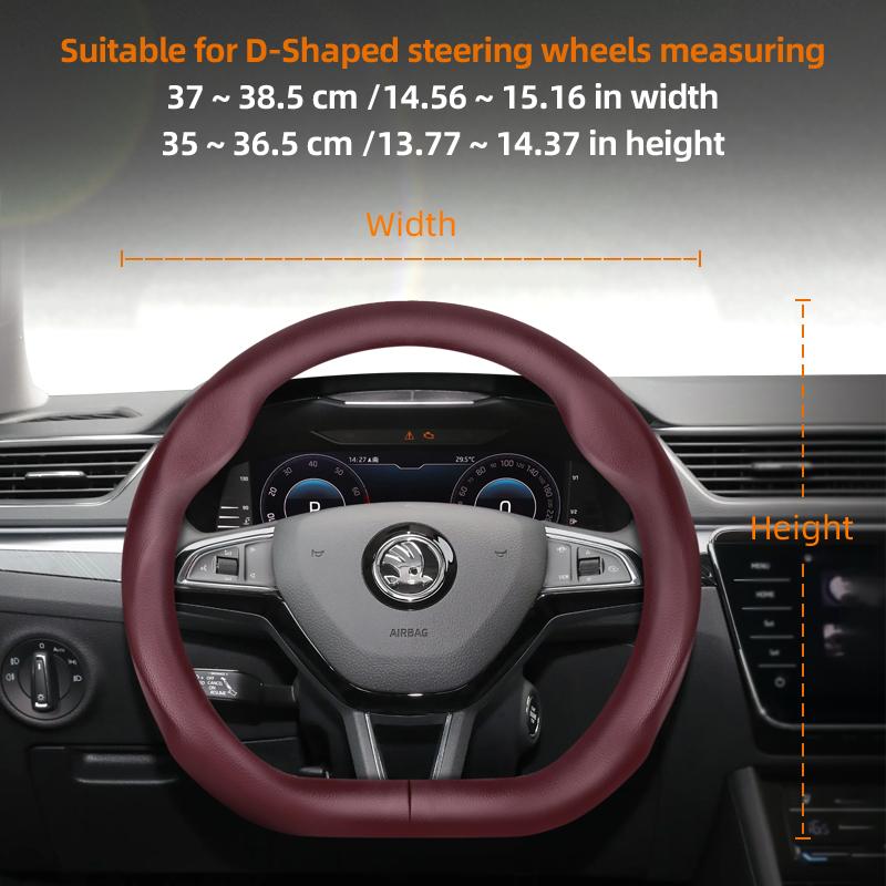 KTDJ9 Suitable for Skoda Ultra-Thin Breathable Leather Steering Wheel Cover Suitable for Octavia 2 3 A7 1 Superb Roomster A5