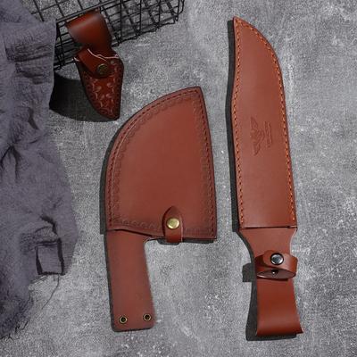 Knife Sheath Leather Sheath With Waist Belt Buckle Pocket Multi-function Fold Knife Tool Protective Cover Leather Sheath Belt